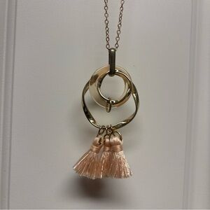 Elegant Gold Pendant Necklace with Tassels